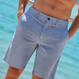 Polo Golf Ralph Lauren Men's Classic Fit Printed Shorts Size 40 Blue White